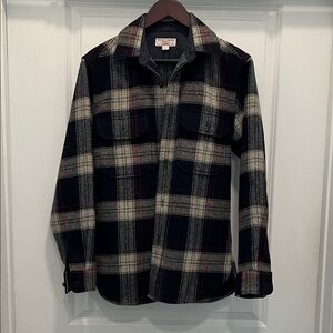 J. Crew Black and Gray Plaid Shirt Jacket